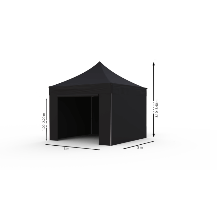 Prekybinė Palapinė 3x3 Juoda Zeltpro PROFRAME iš vidaus