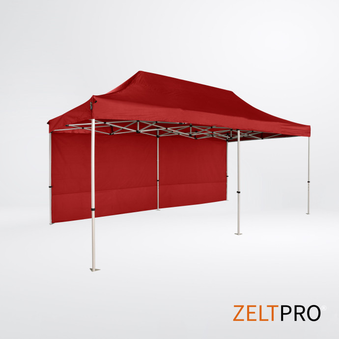 Prekybinė Palapinė 3x6 Raudona Zeltpro PROFRAME iš galo