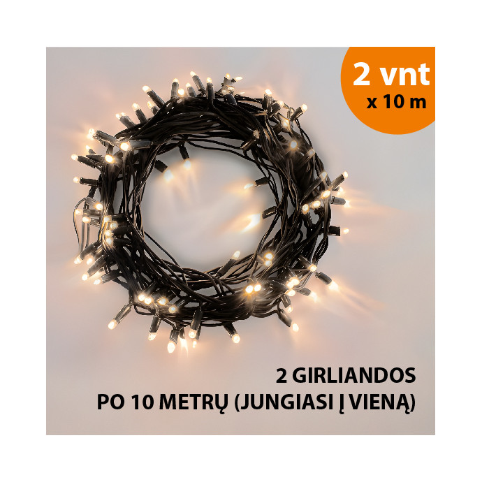 Lauko ir vidaus girlianda (LED lemputės) 20 m PROLED juoda