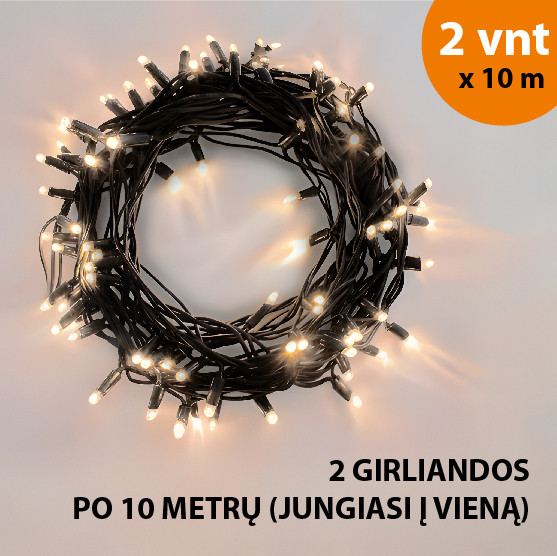 Lauko ir vidaus girlianda (LED lemputės) 20 m PROLED juoda