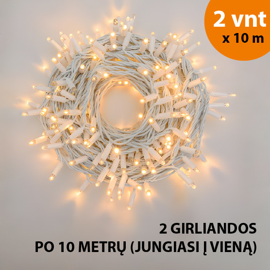 Lauko ir vidaus girlianda (LED lemputės) 20 m PROLED balta