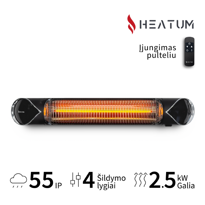 Infraraudonųjų spindulių šildytuvas Heatum H2500R CORE BLACK