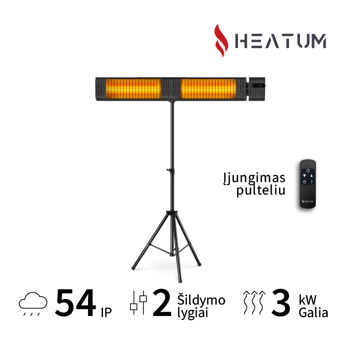 Pastatomas Infraraudonųjų spindulių šildytuvas Heatum H3000R EMPIRE su trikoju stovu