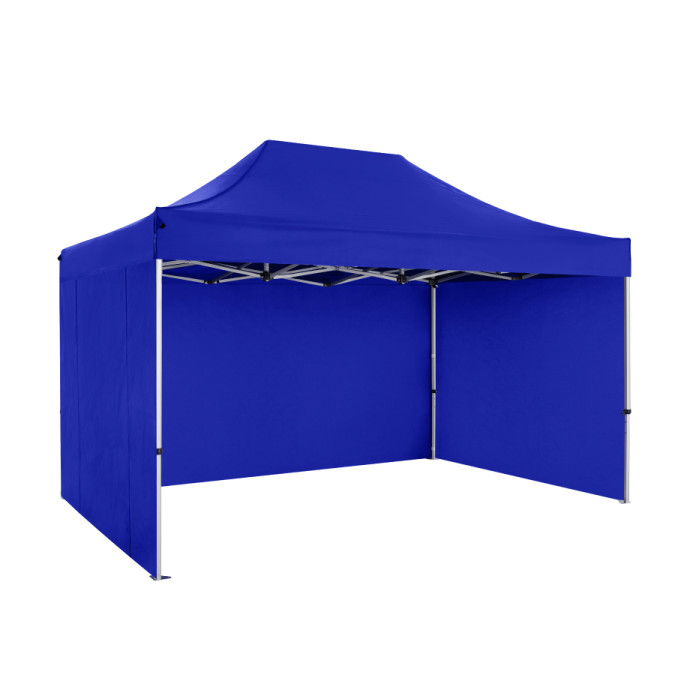 Prekybinė Palapinė 3x4,5 Mėlyna Zeltpro PREMIUM+ iš kairės pusės