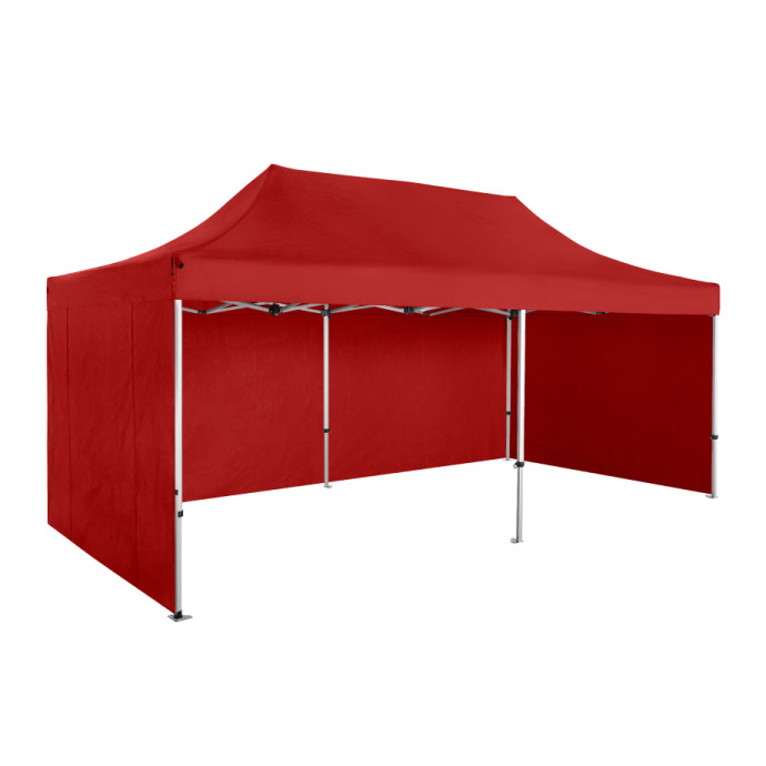 Prekybinė Palapinė 3x6 Raudona Zeltpro PREMIUM+ iš kairės pusės