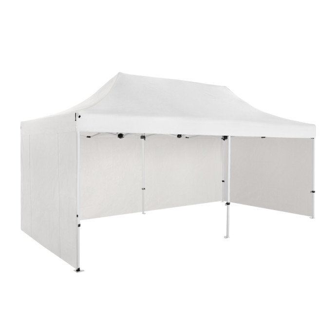 Prekybinė Palapinė 4x6 Balta Zeltpro PREMIUM+ su 4 sienomis, krepšiu iš kairės pusės