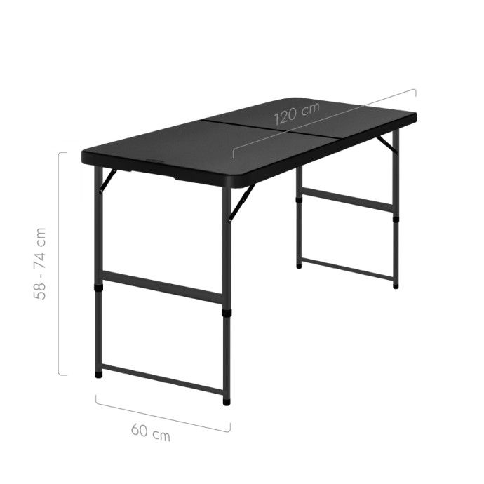 Sulankstomas stalas 120 cm Juodas