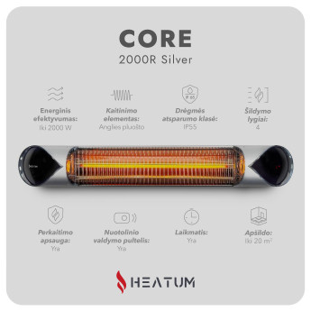 Infraraudonųjų spindulių šildytuvas Heatum H2000R CORE SILVER