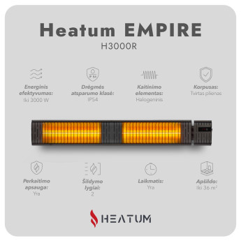 Infraraudonųjų spindulių šildytuvas Heatum H3000R EMPIRE