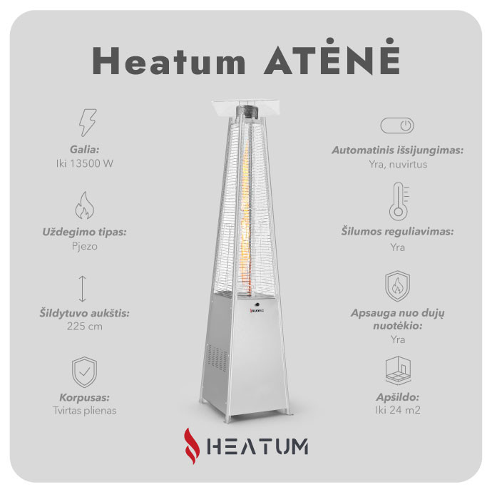 Heatum Atėnė Dujinis šildytuvas Piramidė su dujų balionu