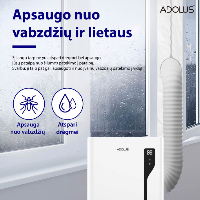 Mobilus oro kondicionierius ADOLUS ARCTIC A3600H su šildymu ir lango tarpine