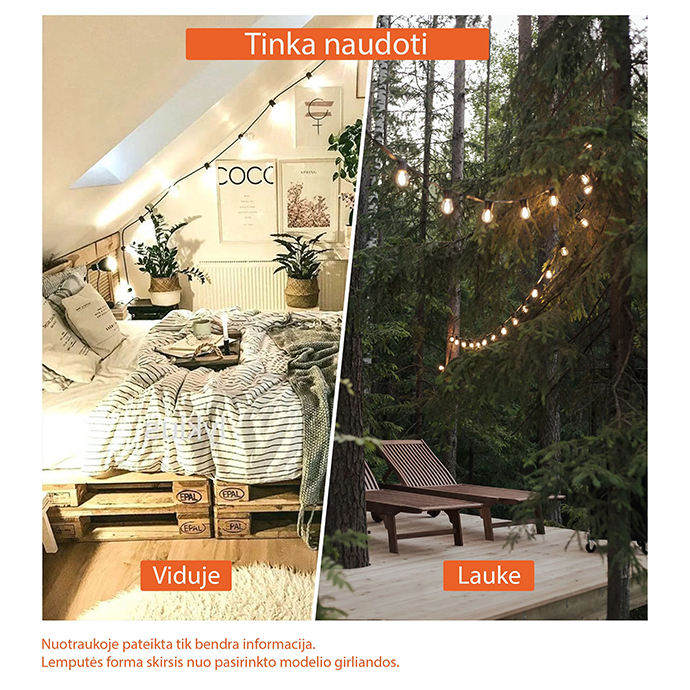 Lauko girlianda (LED lemputės) 10 m Elegance matinė