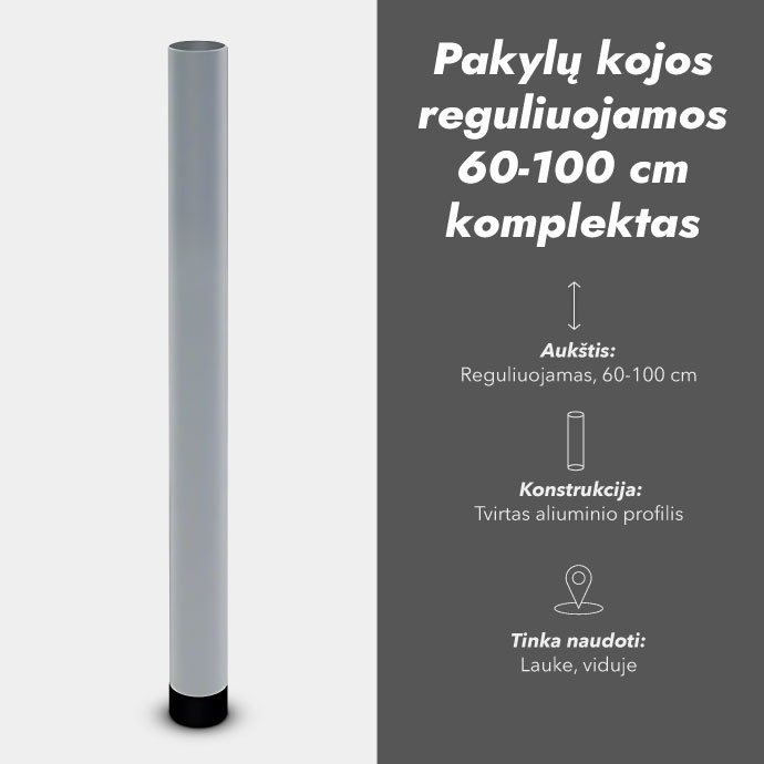 Pakylų kojos reguliuojamos 60-100 cm komplektas ( 4 vnt )