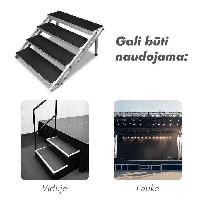 Reguliuojami aliuminiai laiptai pakylai 60 - 100 cm (4 pakopų)