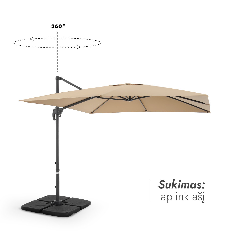Lauko skėtis su Solid padu ir užvalkalu Comfort Taupe