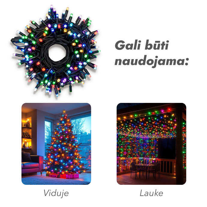 Lauko ir vidaus girlianda (LED lemputės) 10 m PROLED RGB