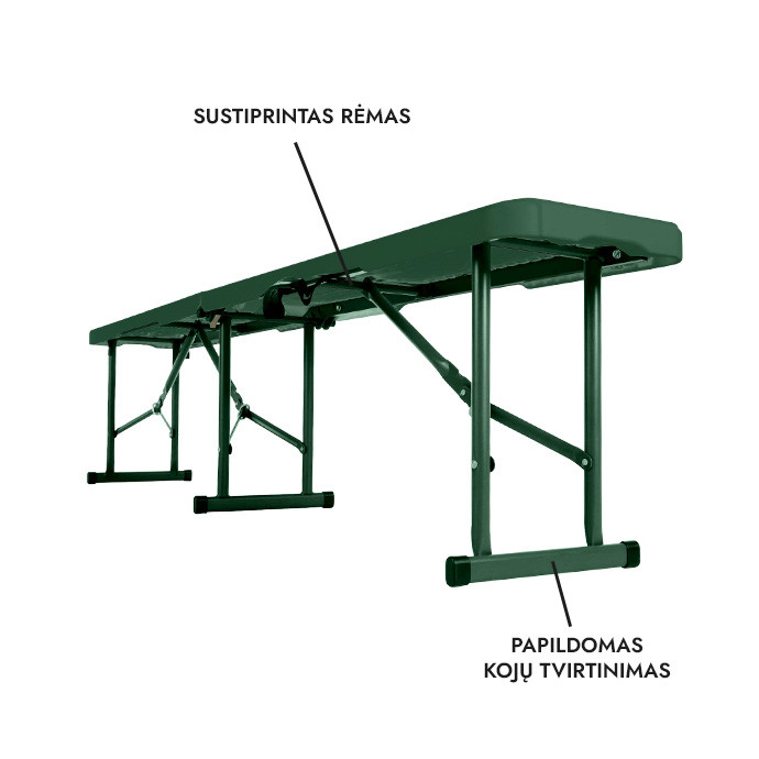 Sulankstomas suolas 180 cm Žalias