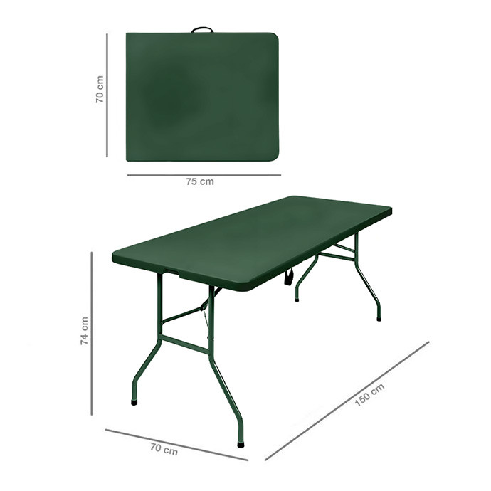 Sulankstomas stalas 180 cm. Žalias