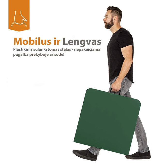 Sulankstomas stalas 180 cm. Žalias