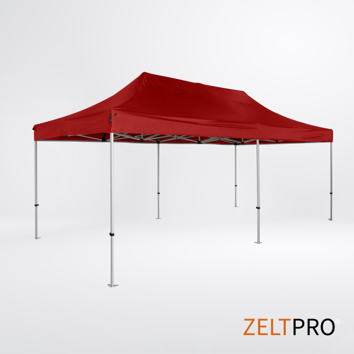 Prekybinė Palapinė 4x8 Raudona Zeltpro TITAN iš kairės pusės