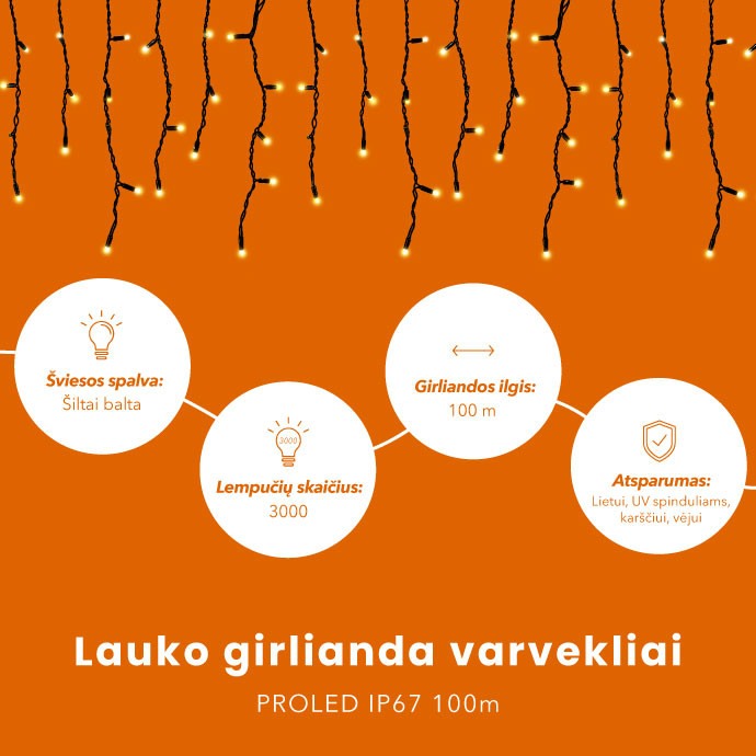Lauko girlianda varvekliai PROLED IP67 100m