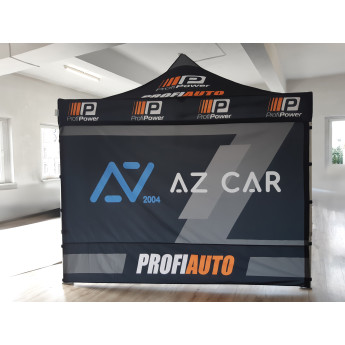 Reklaminė Palapinė 3x3 pasirinktos spalvos Zeltpro TITAN su stogo bei 3 sienų spauda