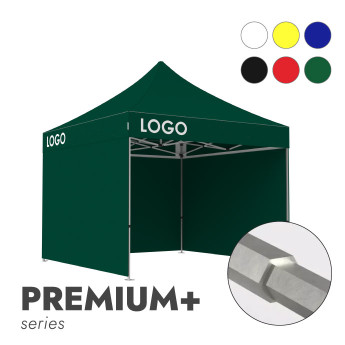 Reklaminė Palapinė 3x3 pasirinktos spalvos Zeltpro Premium+ su 4 sienomis ir termo lipdukais (4 vnt.) ant stogo šonų