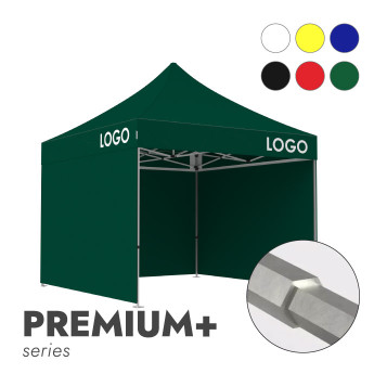 Reklaminė Palapinė 3x3 pasirinktos spalvos Zeltpro Premium+ su 4 sienomis ir termo lipdukais (4 vnt.) ant stogo šonų
