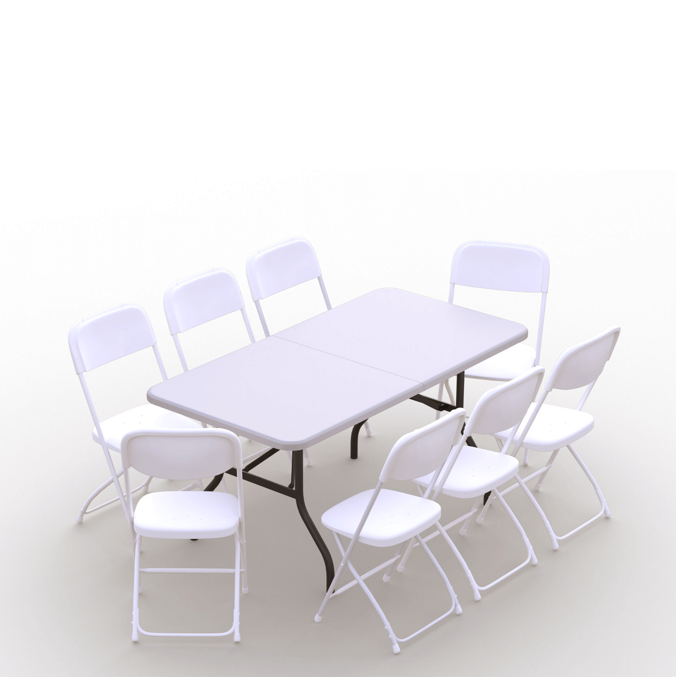 Sulankstomų baldų komplektas: Stalas 150 baltas, 8 kėdės Europa baltos