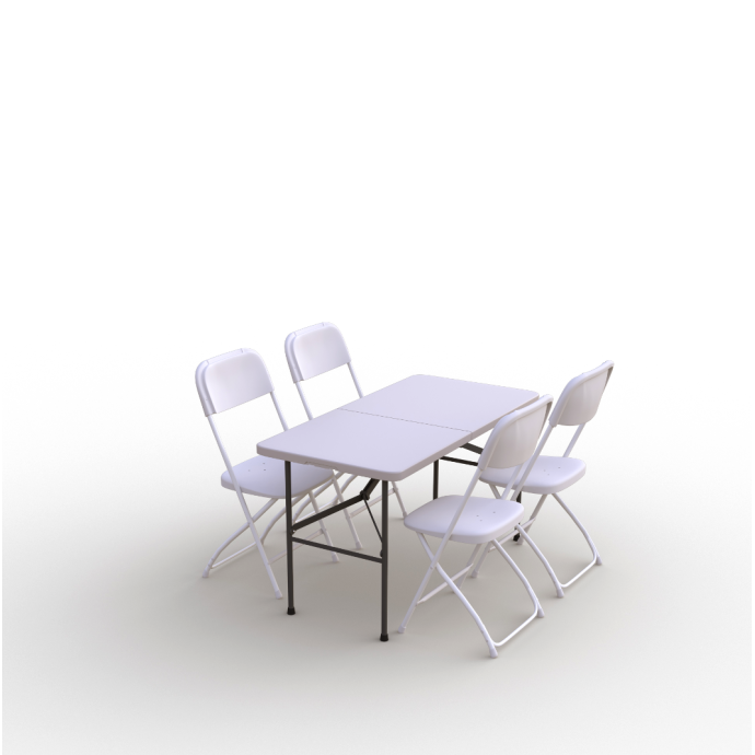 Sulankstomų baldų komplektas: Stalas 120 baltas, 4 kėdės Europa baltos