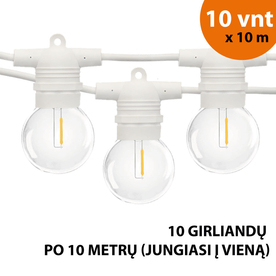 Lauko girlianda (LED lemputės) 100 m Glow balta