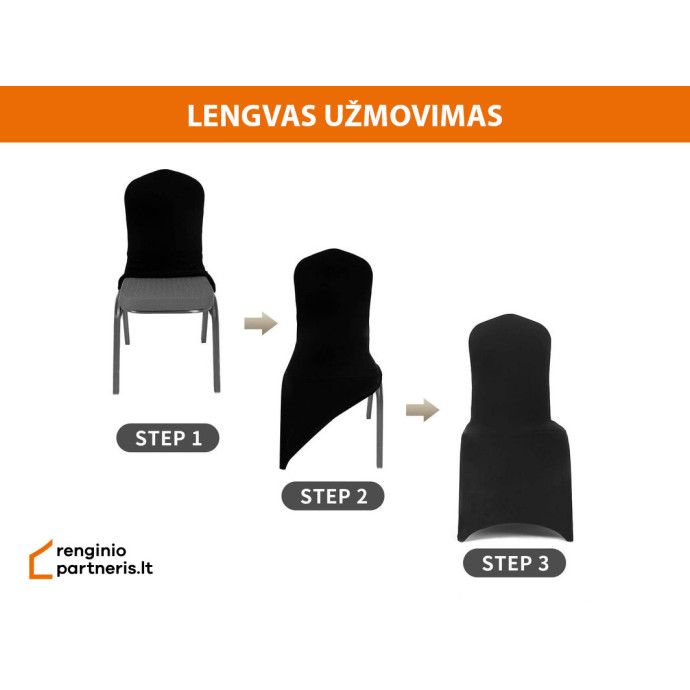 Tamprus kėdės užvalkalas Restly Juodas 46x56x86