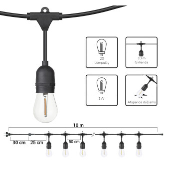 Lauko girlianda (LED lemputės) 30 m Drop