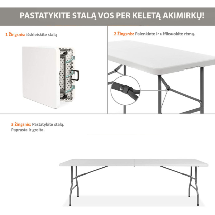 Sulankstomas stalas 240 cm.